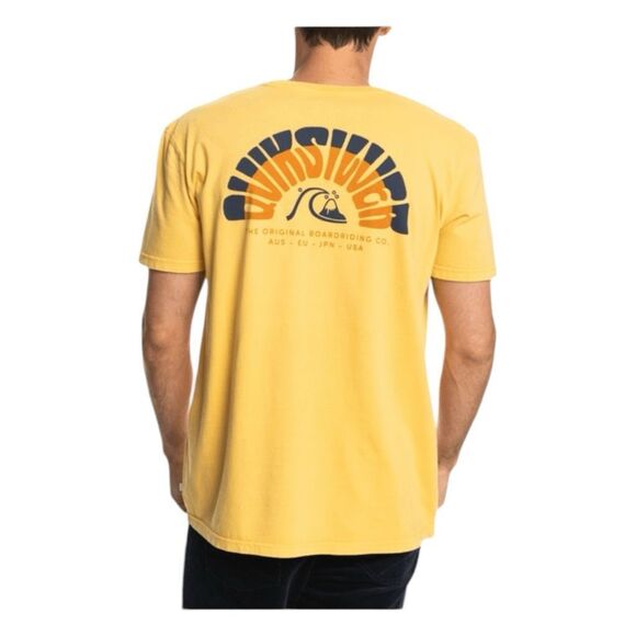 Quiksilver Moon Groove Graphic Tee Yellow Cotton Short Sleeve Crewneck M - Picture 1 of 11
